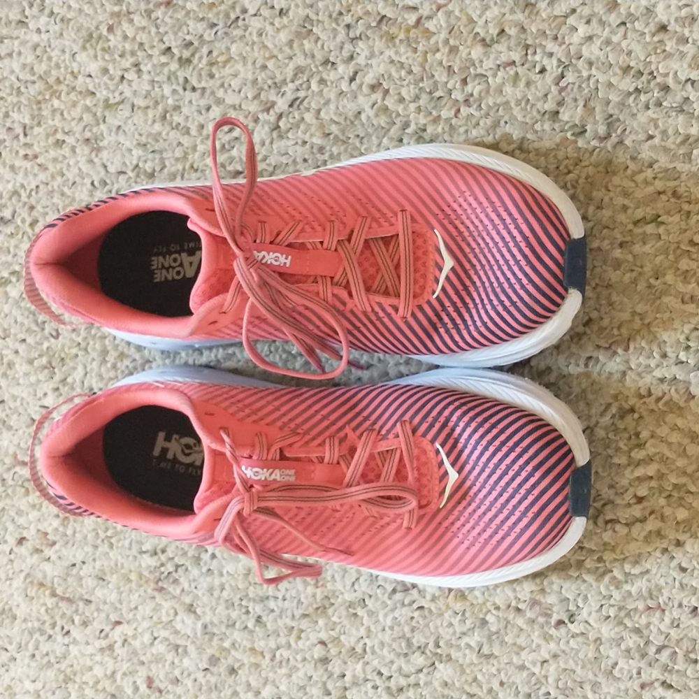 Hoka One One Rincon 2 Womens Running Shoes Size 10 Hot Coral White